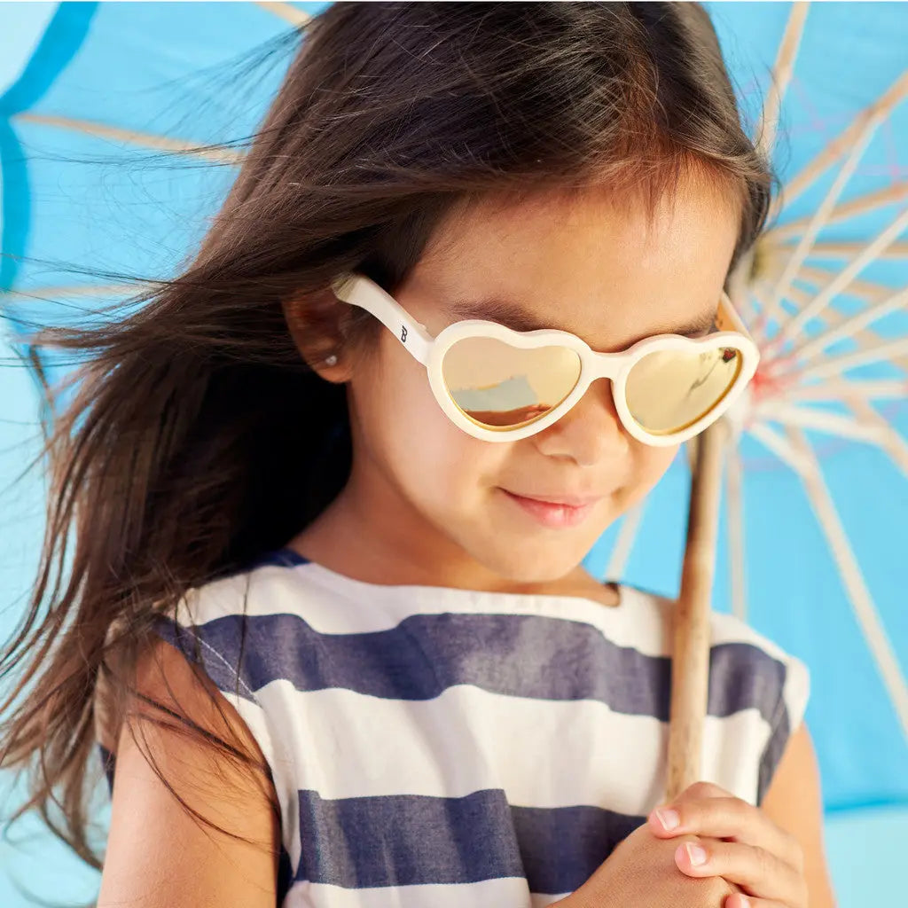 BABIATORS POLARIZED MIRRORED SUNGLASSES HEART SHAPE SWEET CREAM - baby enRoute