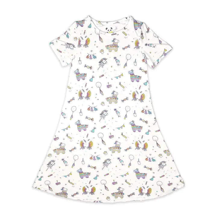 Bellabu Bear Bamboo Girls' Short Sleeve Dress Pinata
