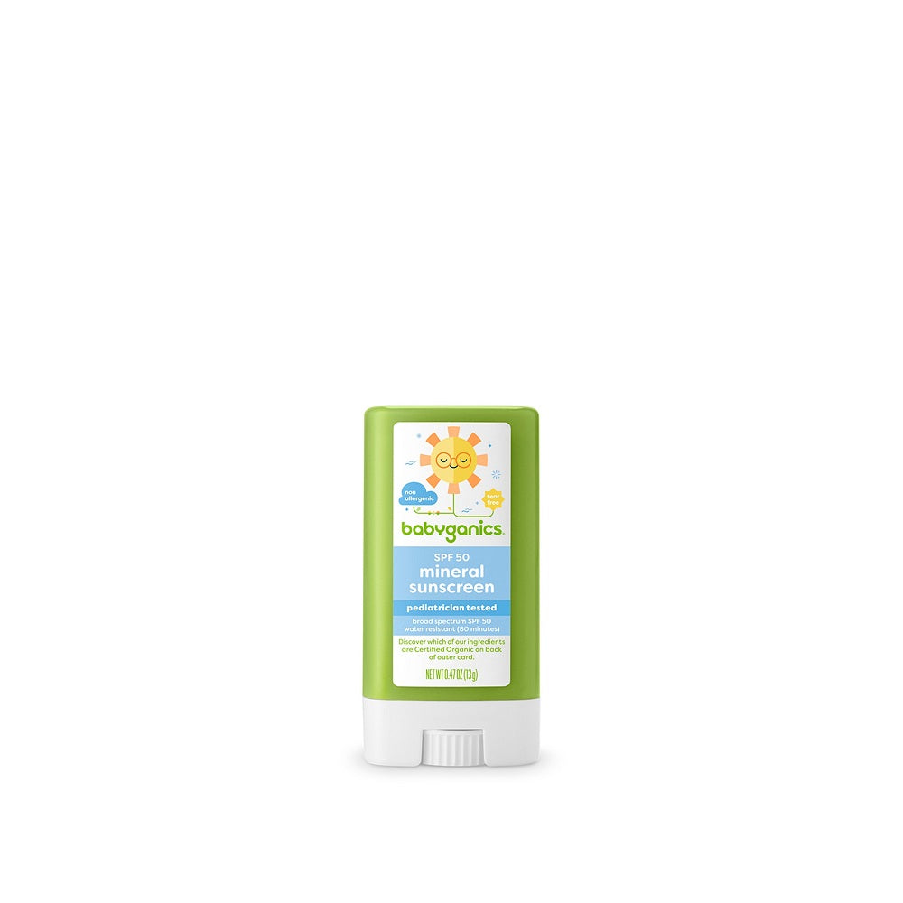 Babyganics mineral sunscreen stick SPF50, green tube