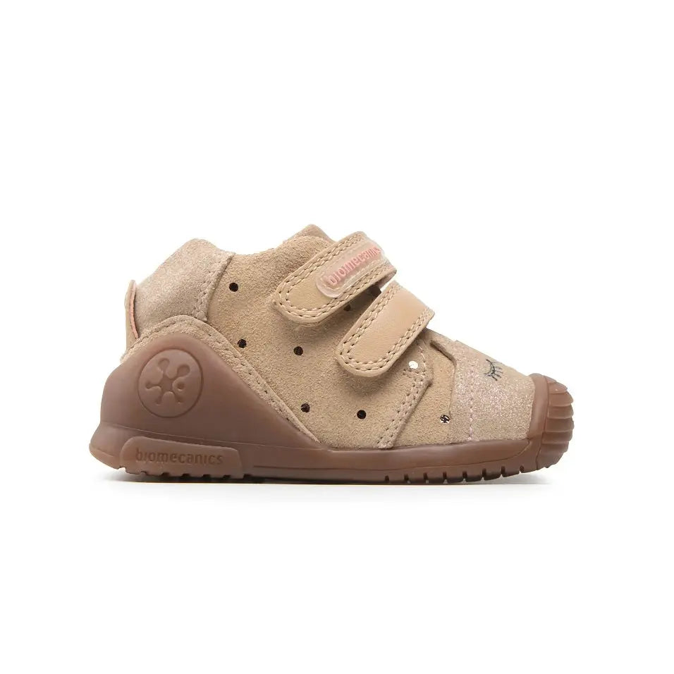 Biomecanics Beach Cat booty shoes beige suede with Velcro straps