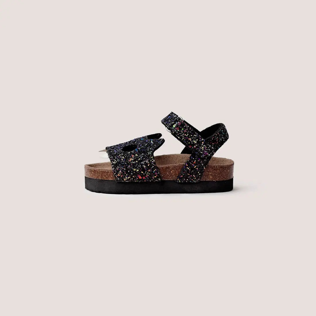 Boxbo Fox Cork Clog Unisex Sandal Black Glitter