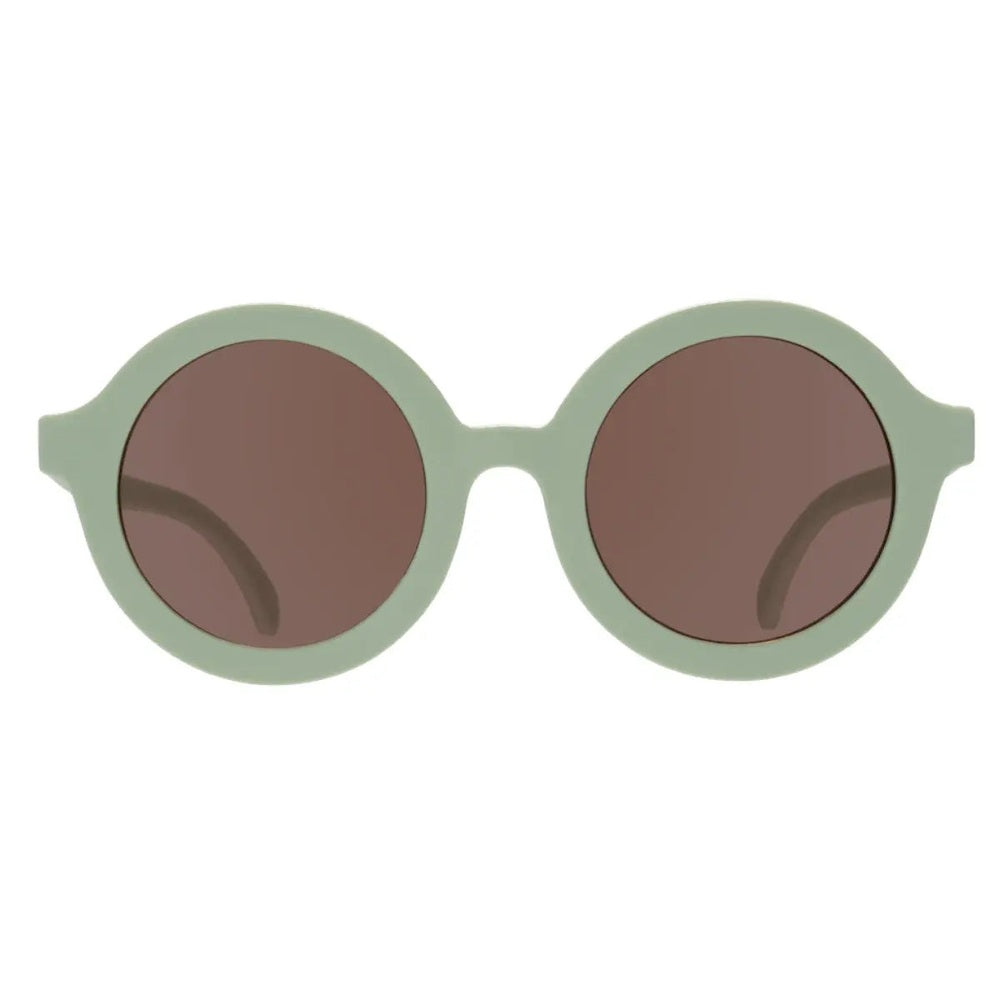 Babiators Euro Round All The Rage Sage sunglasses, two sage frames with brown lenses.
