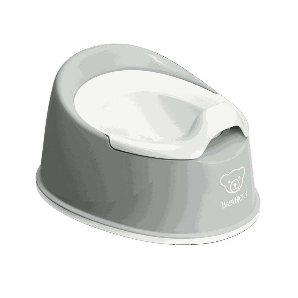 BabyBjörn Smart Potty in grey with white ergonomic seat; stable base and easy-to-clean inner bowl.