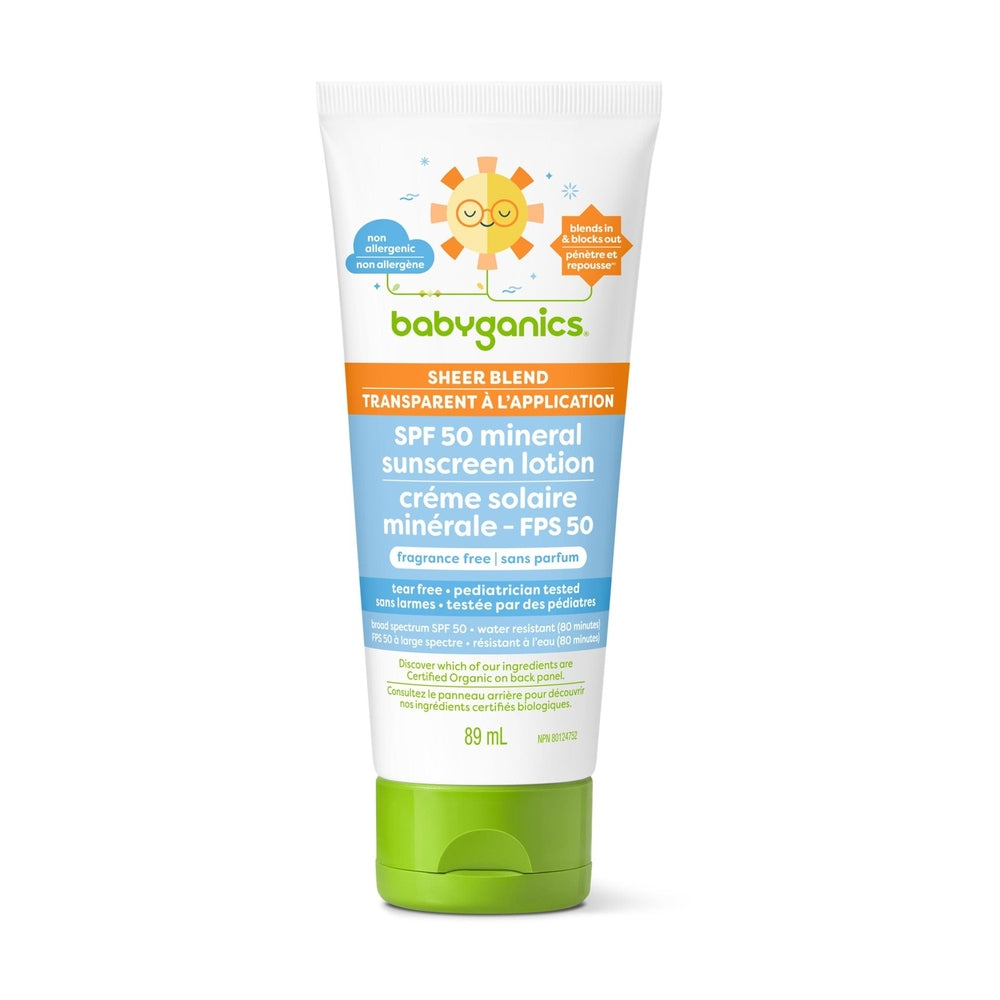 Babyganics mineral sunscreen lotion SPF 50, 89 ml with green cap