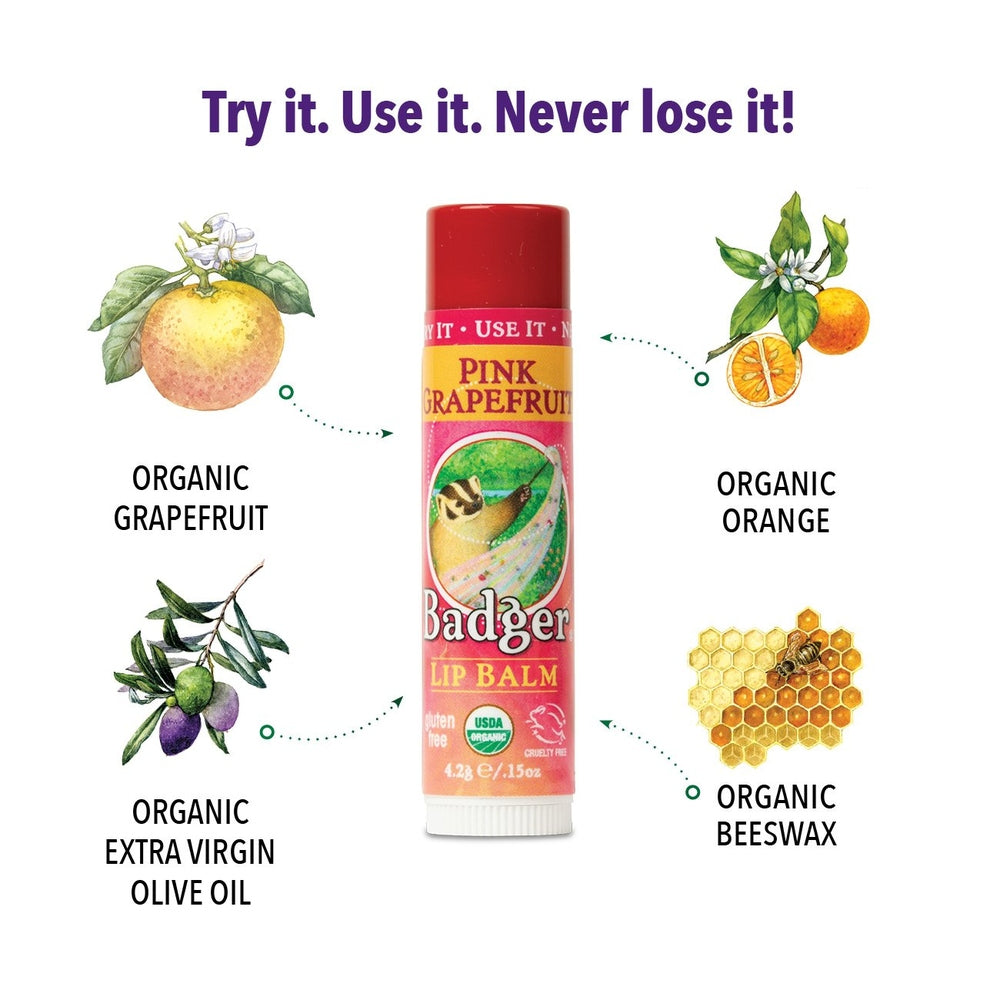 Badger Organic Pink Grapefruit Lip Balm 4.2G