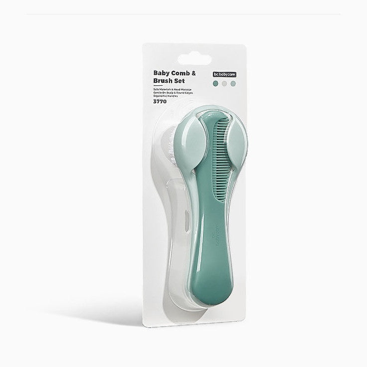 Baby Comb & Brush Set by BC Babycare in green, set of 2