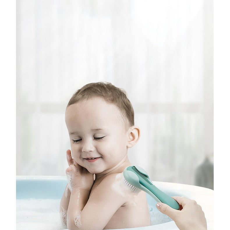 BC Babycare green baby comb and brush set for infants bath time grooming