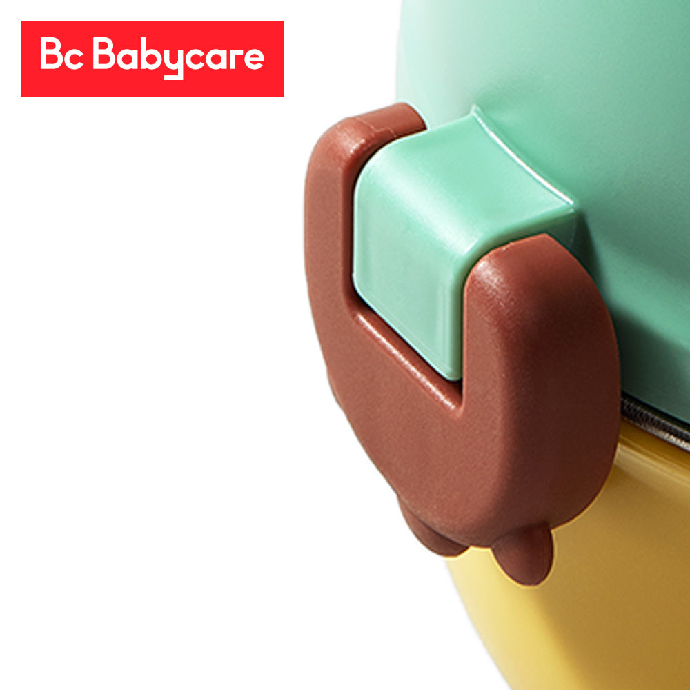 Bc Babycare Dino Portable Tableware Set with mint green and brown components