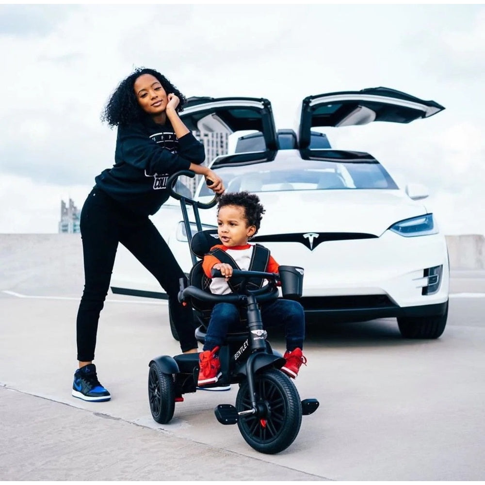 Bentley Trike 6-in-1 V2 Centennial toddler tricycle with harness, black frame