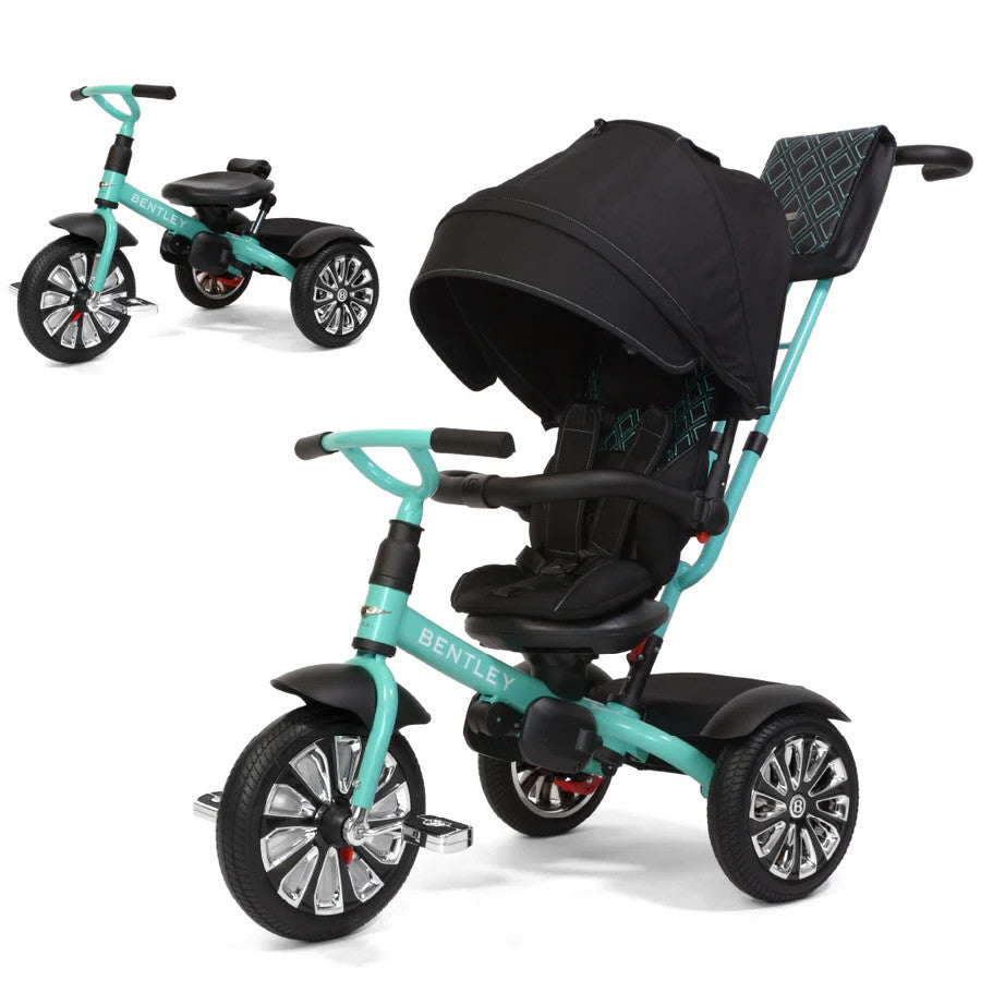 Bentley 6-in-1 Trike V2 Mulliner Celeste: mint teal frame, adjustable seat and canopy