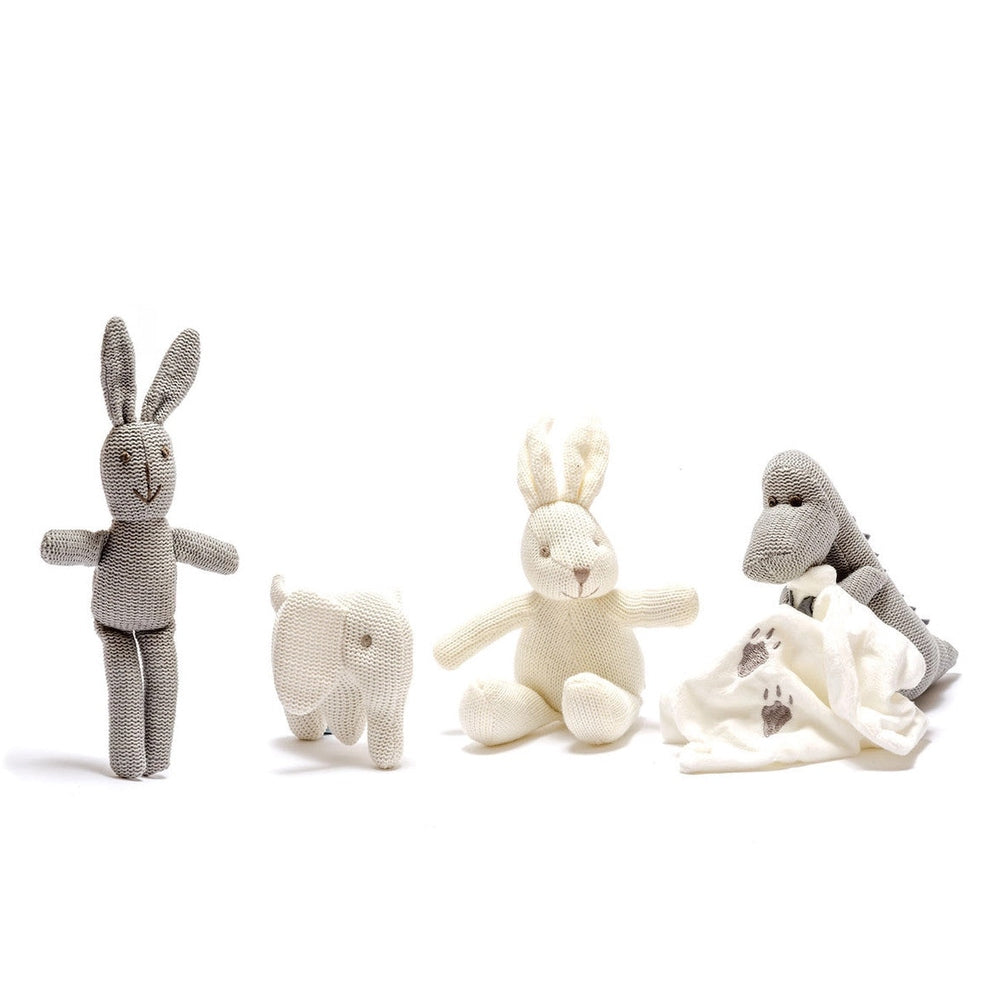 Best Years Knitted Organic Cotton Baby Rattle White Bunny