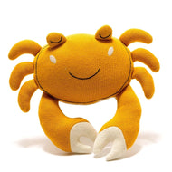 Best Years Tactile Crab Plush Toy Knitted Organic Cotton In Mustard