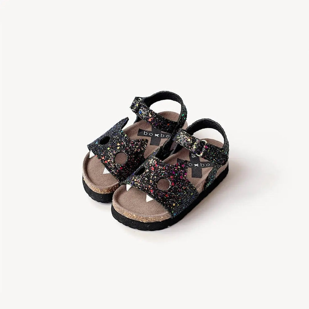 Boxbo Fox Cork Clog Unisex Sandal Black Glitter