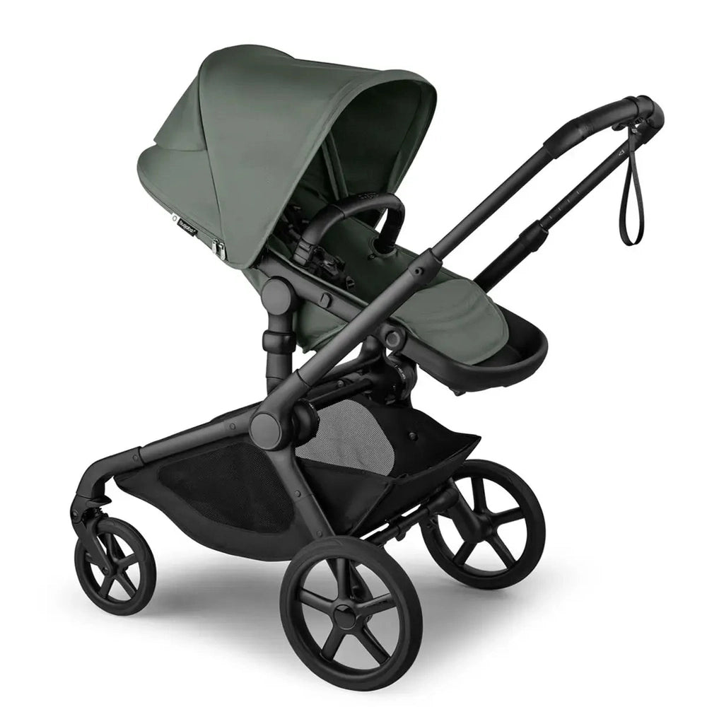 Bugaboo Kangaroo Complete Stroller in olive green with bassinet, canopy extended, and large wheels.