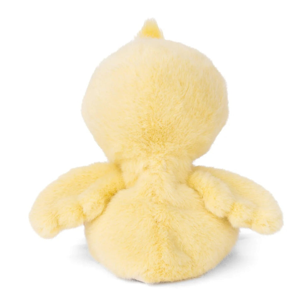Bukowski Bears Baby Chicky stuffed animal in soft yellow plush, shown from back with outstretched wings.