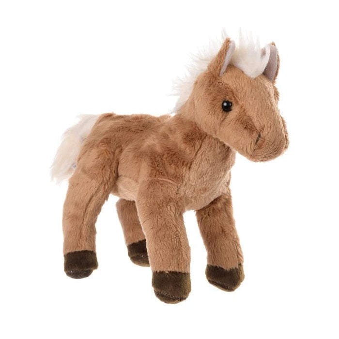 Bukowski Bears Baby Chocolate stuffed animal; brown plush donkey standing on all fours with white mane