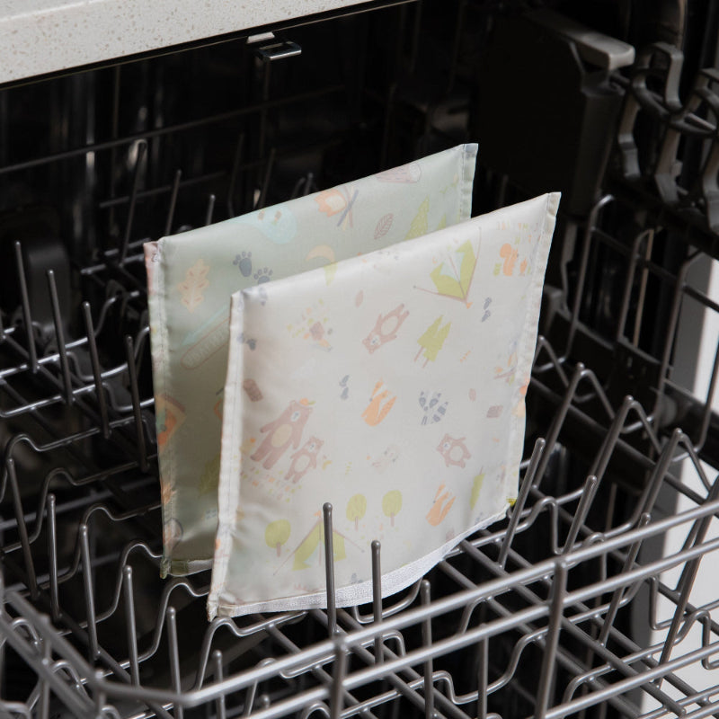 Bumkins Large Snack Bag 2-pack with pastel forest print, reusable food storage bags