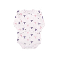Coccoli Infant Long Sleeve Modal Romper Hearts On Light Pink