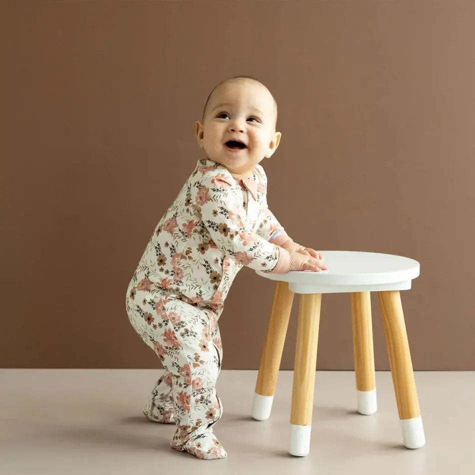 Coccoli Infant Floral Cotton-Moda Zip Footie