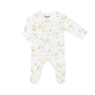 Coccoli Infant Cotton Modal Zipper Footie Chicks On Cream