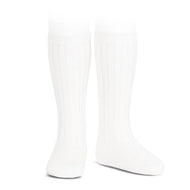 Condor Basic Rib Knee High Socks White