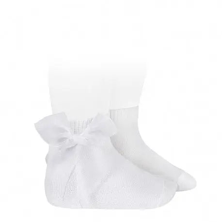Condor ceremony short socks with organza bow white