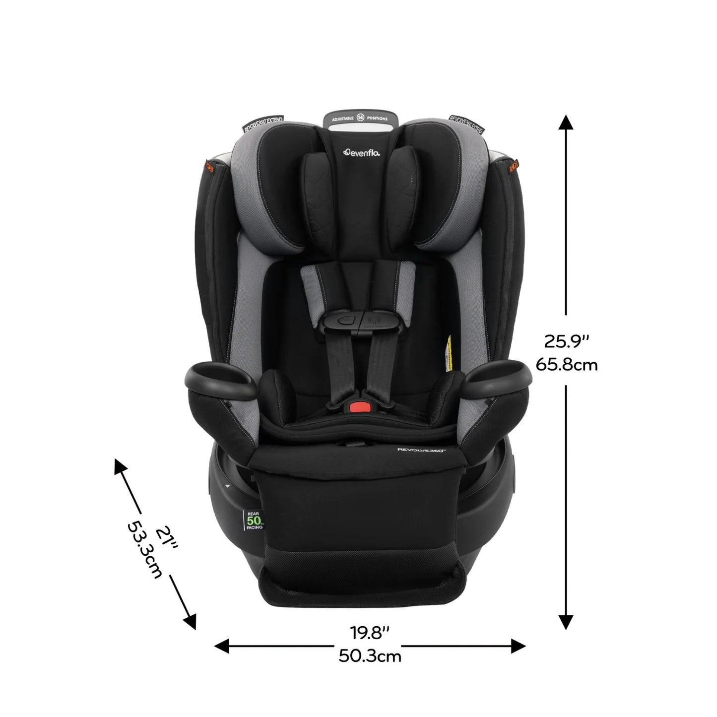 EVENFLO REVOLVE360 EXTEND ROTATIONAL ALL-IN-ONE CONVERTIBLE CAR SEAT WITH QUICK CLEAN COVER REVERE GRAY - baby enRoute