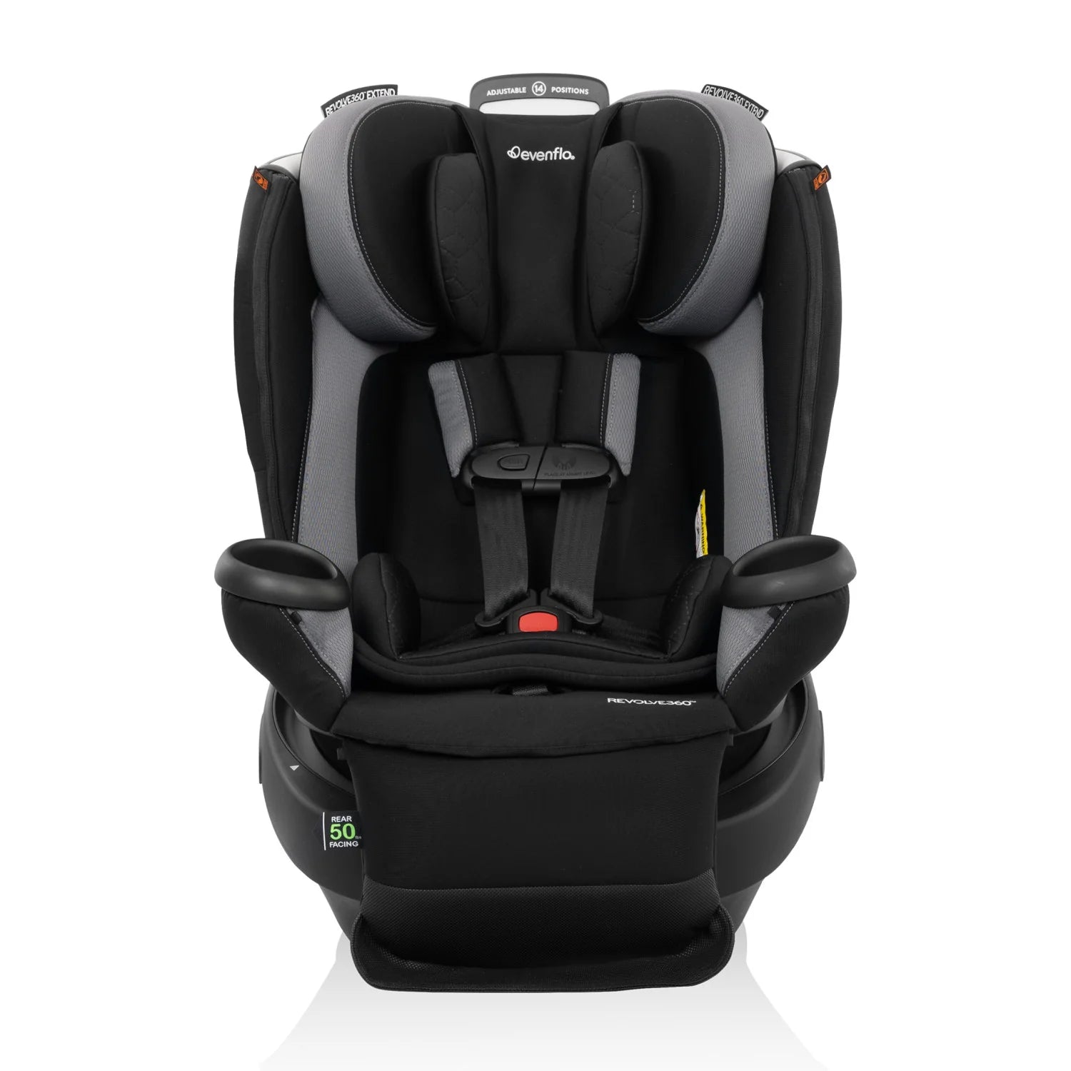 EVENFLO REVOLVE360 EXTEND ROTATIONAL ALL-IN-ONE CONVERTIBLE CAR SEAT WITH QUICK CLEAN COVER REVERE GRAY