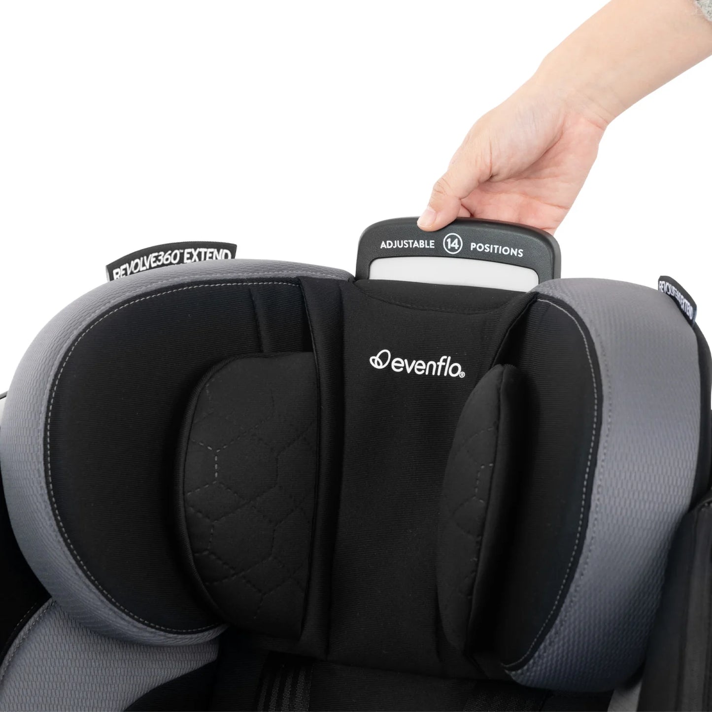 EVENFLO REVOLVE360 EXTEND ROTATIONAL ALL-IN-ONE CONVERTIBLE CAR SEAT WITH QUICK CLEAN COVER REVERE GRAY - baby enRoute