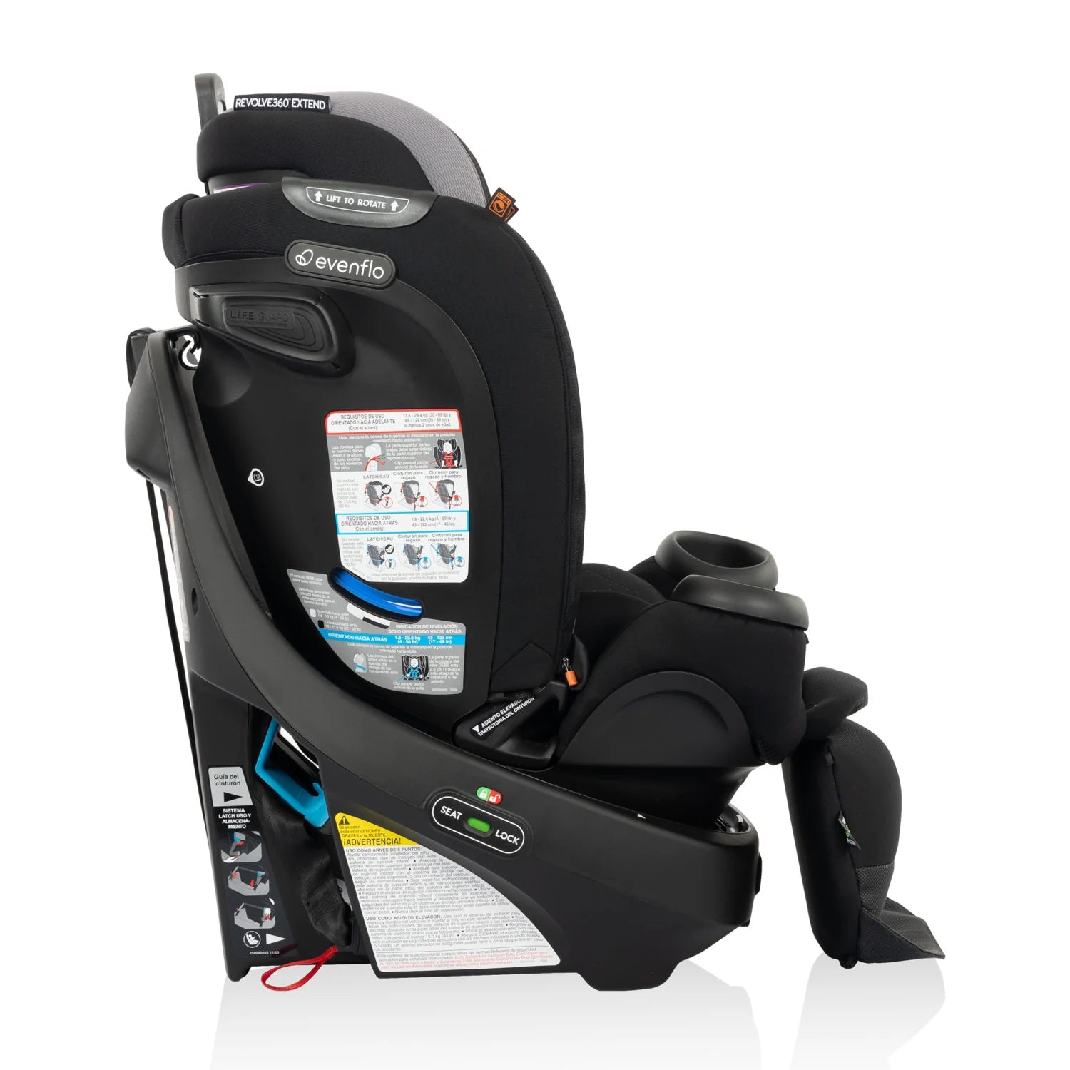 EVENFLO REVOLVE360 EXTEND ROTATIONAL ALL-IN-ONE CONVERTIBLE CAR SEAT WITH QUICK CLEAN COVER REVERE GRAY