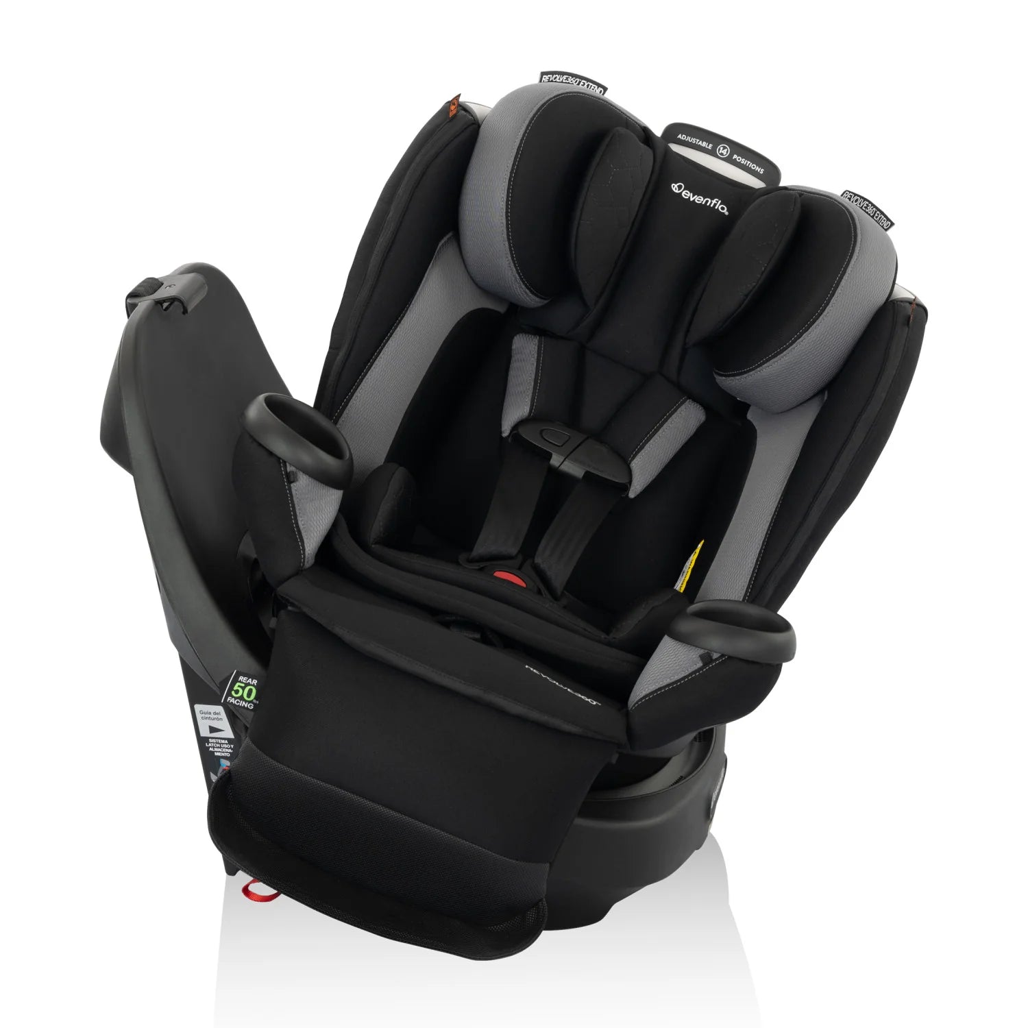 EVENFLO REVOLVE360 EXTEND ROTATIONAL ALL-IN-ONE CONVERTIBLE CAR SEAT WITH QUICK CLEAN COVER REVERE GRAY