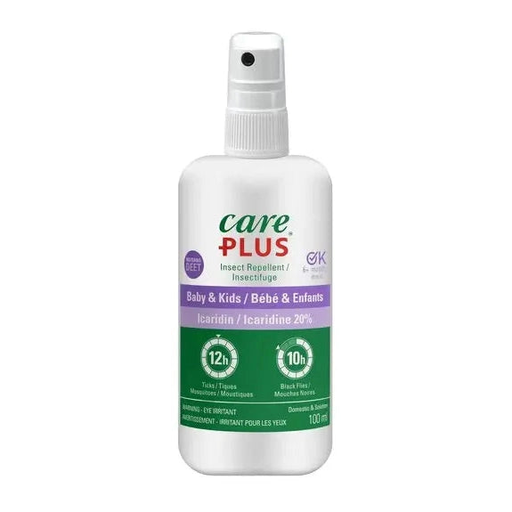 Care Plus Baby & Kids Insect Repellent 100 ml spray bottle for babies and kids, white bottle