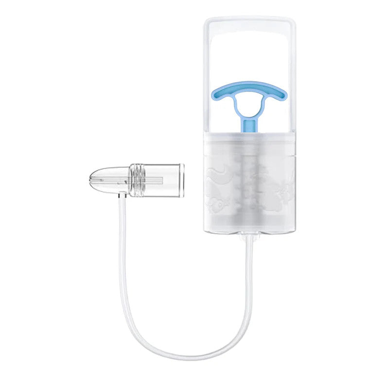 Chiboji nasal aspirator for babies with blue mouthpiece and clear collection chamber