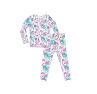 Bellabu Bear Comic Purple Bamboo Kids Pajamas Two Piece Set