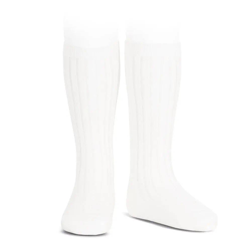 Condor Basic Rib Knee High Socks White