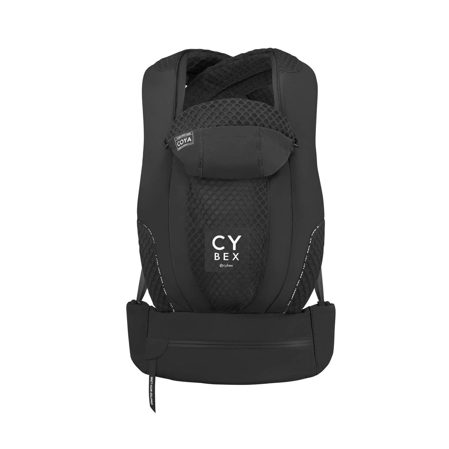 Cybex Coya Carrier in black with mesh back panel, padded head support, CYBEX brand