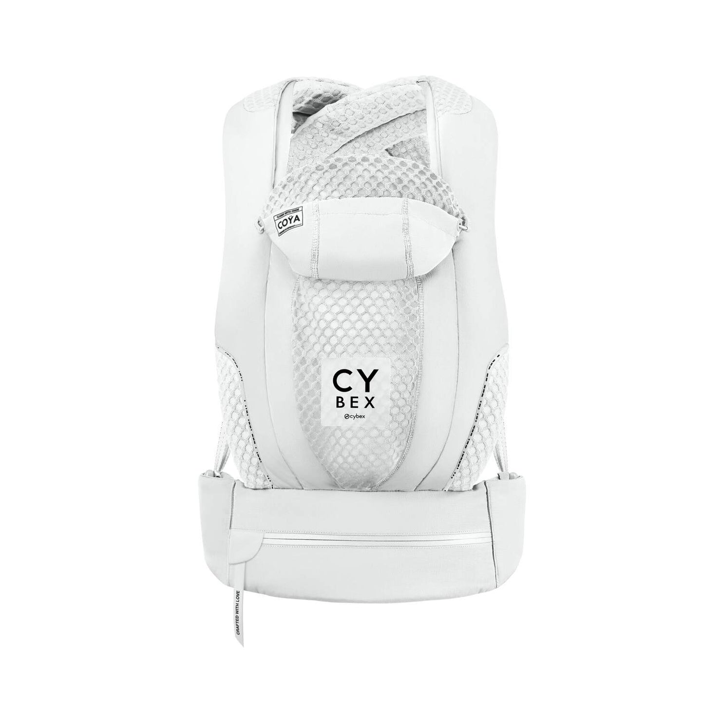 Cybex Coya carrier, white baby carrier with mesh back panel and padded straps