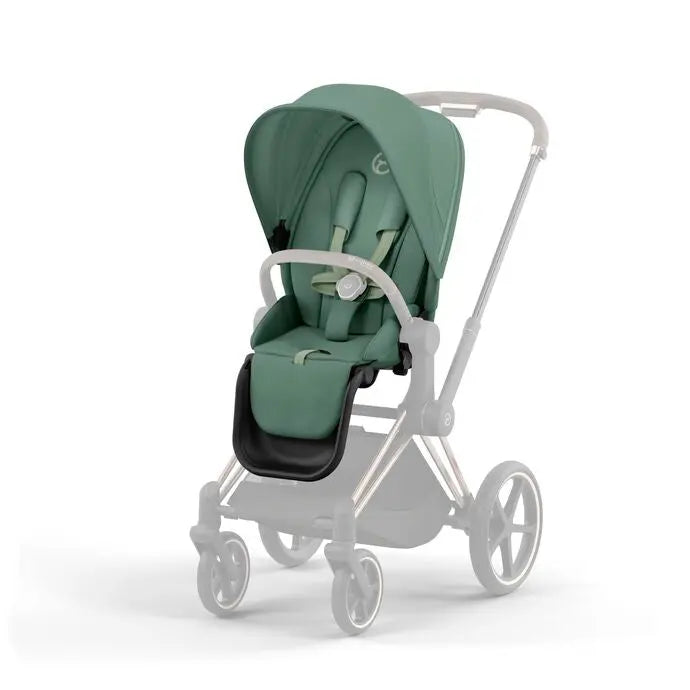 CYBEX Priam4/Ep Seat Pack stroller in green with sun canopy extended and white frame