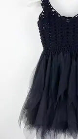 Dolly By Le Petit Tom Crochet Tutu Dress Seashells Black