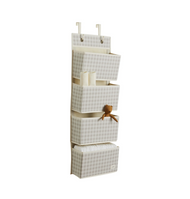 3 SPROUTS RECYCLED FABRIC OVER THE DOOR ORGANIZER GINGHAM BEIGE