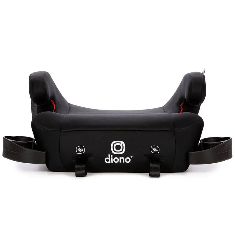 Diono Solana 2 booster seat with LATCH in black, shown with side cup holders and integrated straps.