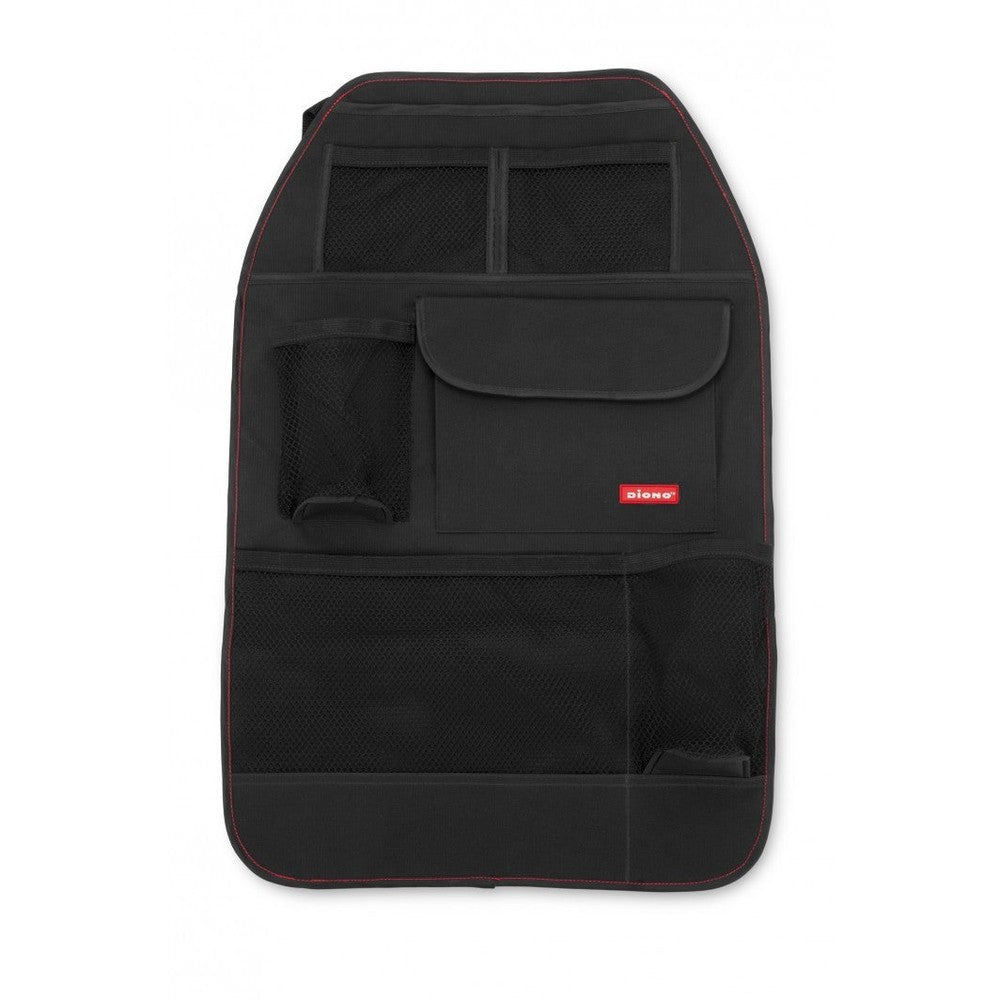 Diono Stow N Go Backseat Organizer, black with mesh pockets and front pouch