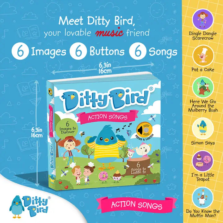 Ditty Bird Sound Book Action Songs USB-C Rechargeable