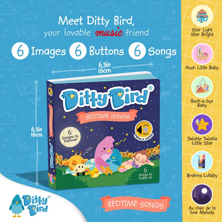 Ditty Bird Sound Book Bedtime Songs USB-C Rechargeable