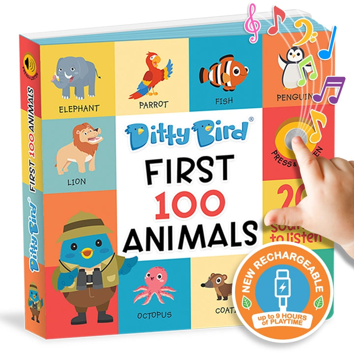 Ditty Bird Sound Book First 100 Animals USB-C Rechargeable