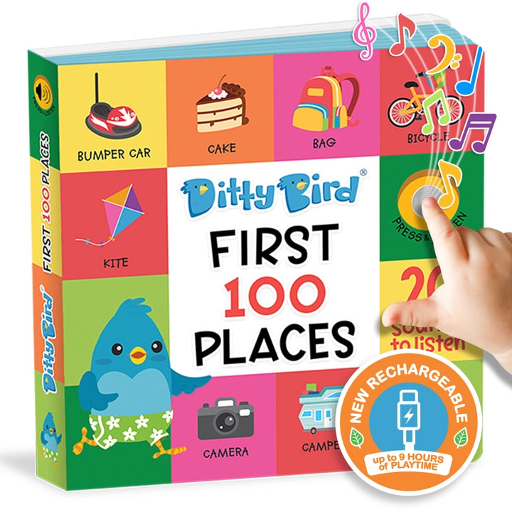 Ditty Bird Sound Book First 100 Places USB-C Rechargeable
