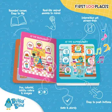 Ditty Bird Sound Book First 100 Places USB-C Rechargeable