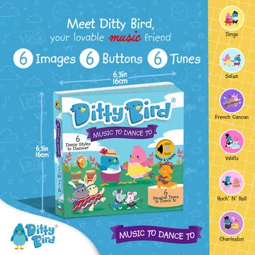 Ditty Bird Sound Book Music to dance to USB-C Rechargeable