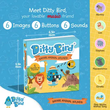 Ditty Bird Sound Book Safari Animal Sounds USB-C Rechargeable