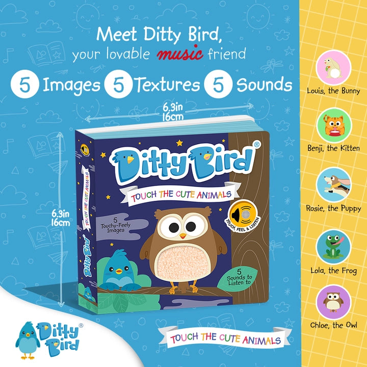 Ditty Bird Sound Book Touch The Cute Animals USB-C Rechargeable
